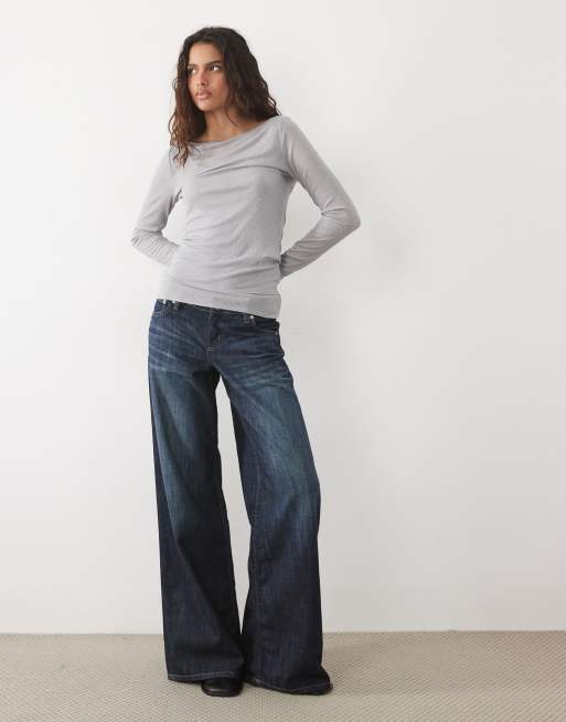 Abercrombie & Fitch top a strati a maniche lunghe trasparente grigio mélange, 2 di 4