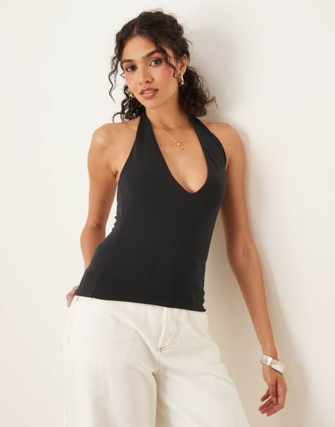 Abercrombie & Fitch - Top allacciato al collo nero senza cuciture - view 1
