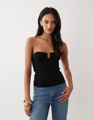 Top bandeau à détail métallique structuré - Noir L