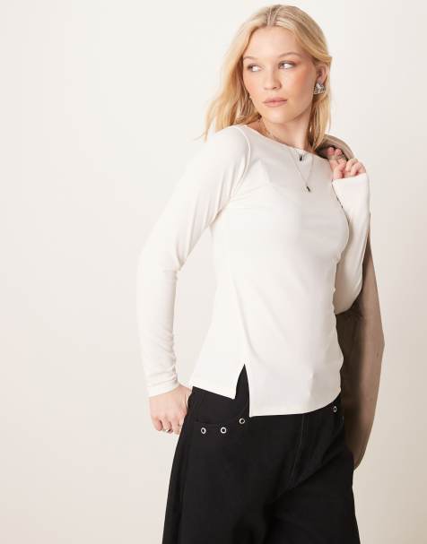 Abercrombie & Fitch - Top bianco asimmetrico con scollo a barchetta - view 1