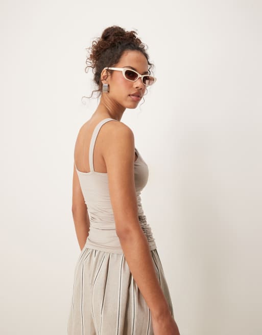 Abercrombie & Fitch - Top contrasté à encolure cœur - Beige, 2 de 4
