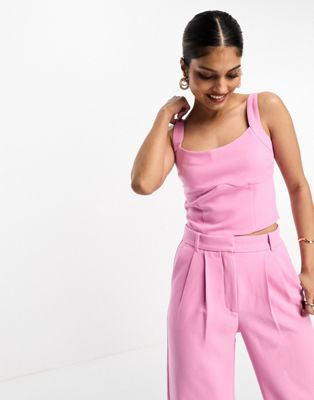 Abercrombie & Fitch co-ord corset top in pink - ASOS Price Checker