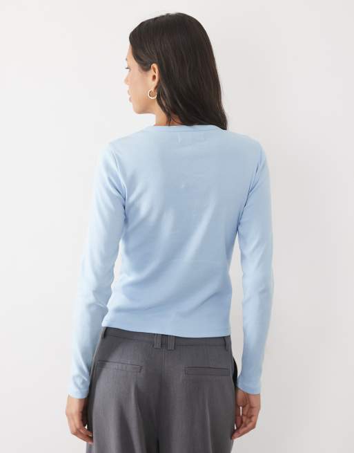 Abercrombie & Fitch top côtelé à manches longues bleu layette, 4 de 4