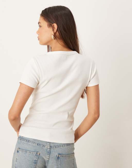Abercrombie & Fitch - Top crema a coste con bottoni, 2 di 4