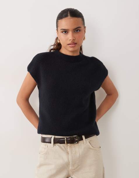 Abercrombie & Fitch top de punto de cuello alto en negro - view 1