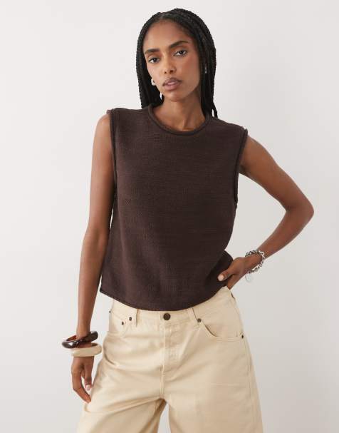 Abercrombie & Fitch - Top en maille pointelle - Marron - view 1