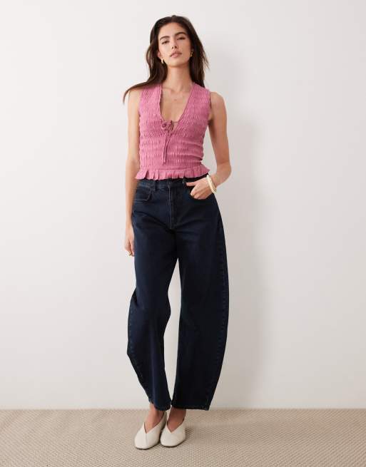 Abercrombie & Fitch - Top froncé à col V - Rose, 2 de 4
