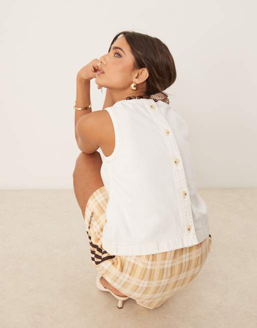 Abercrombie & Fitch - Top habillé à détail boutonné - Blanc cassé