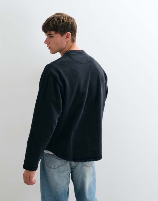Abercrombie & Fitch top Henley oversize épais noir délavé, 5 de 5