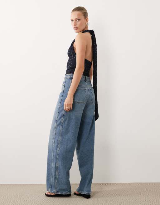 Abercrombie & Fitch - Top in rete multiposizione blu navy a pois, 2 di 4