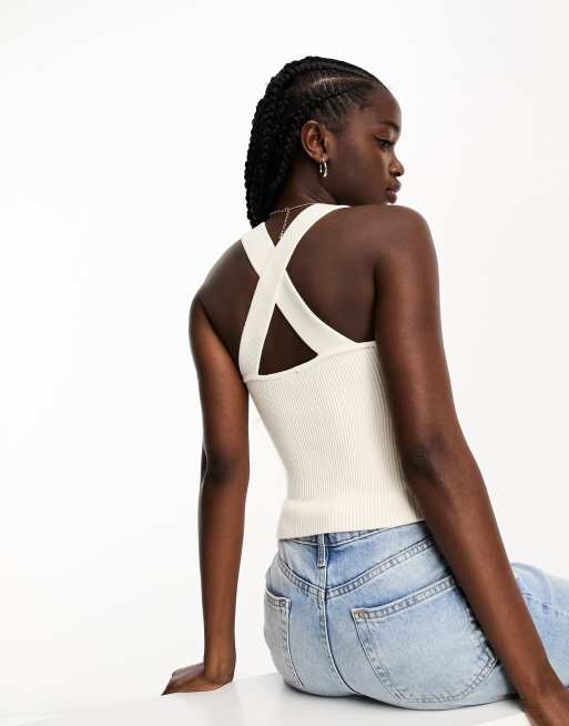 Abercrombie & Fitch - Top met gekruiste achterkant in wit