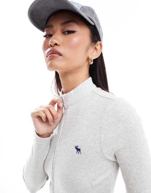 Abercrombie & Fitch - Top met lange mouwen en rits in grijs