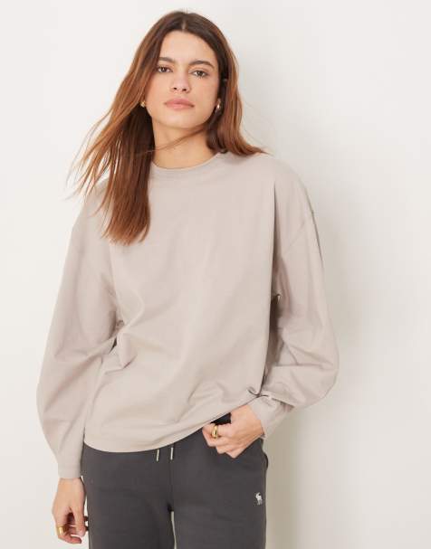 Abercrombie & Fitch - Top met lange mouwen in taupe - view 1