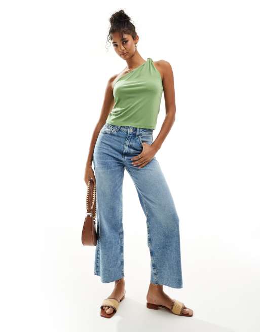 Abercrombie & Fitch - Top monospalla con nodo verde, 3 di 4