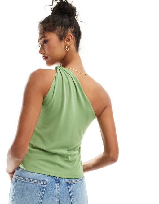 Abercrombie & Fitch - Top monospalla con nodo verde, 4 di 4