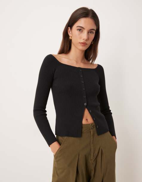 Abercrombie & Fitch - Top nero con spalle scoperte e bottoni - view 1