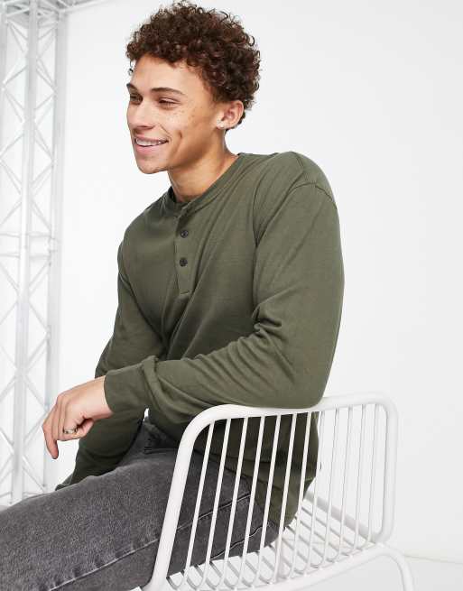 Abercrombie & Fitch - Top oversize à manches longues et col boutonné - Vert, 3 de 4
