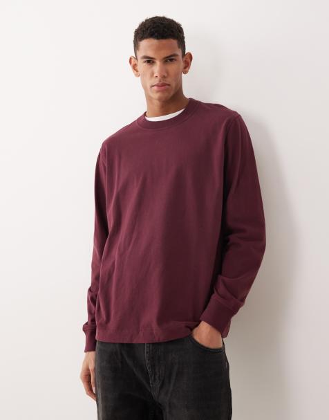 Abercrombie & Fitch - Top premium pesante a maniche lunghe rosso - view 1