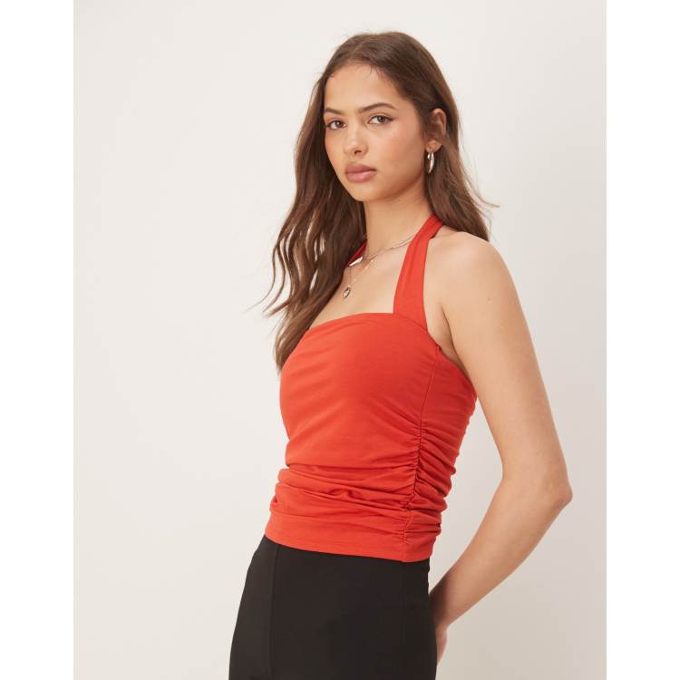 Débardeur fluide avec encolure américaine femme rouge