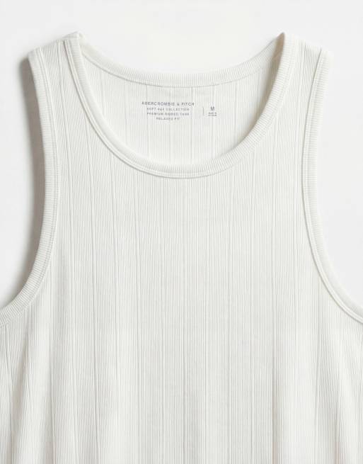 Abercrombie & Fitch - Top senza maniche premium bianco a coste, 8 di 12
