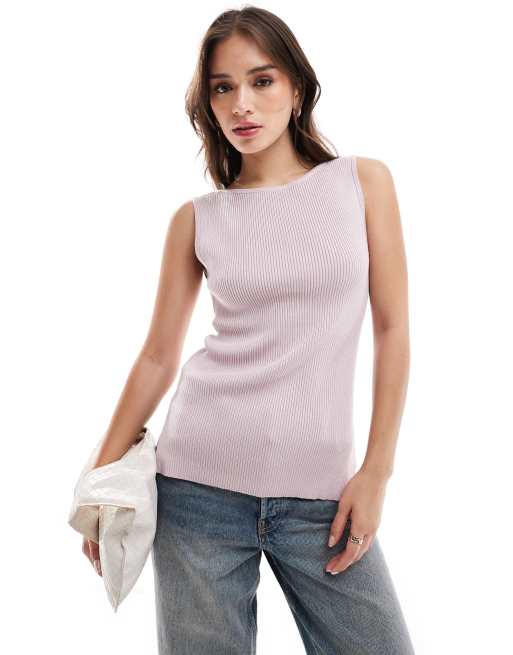 Abercrombie & Fitch - Top senza maniche viola chiaro con con scollo ampio sul retro
