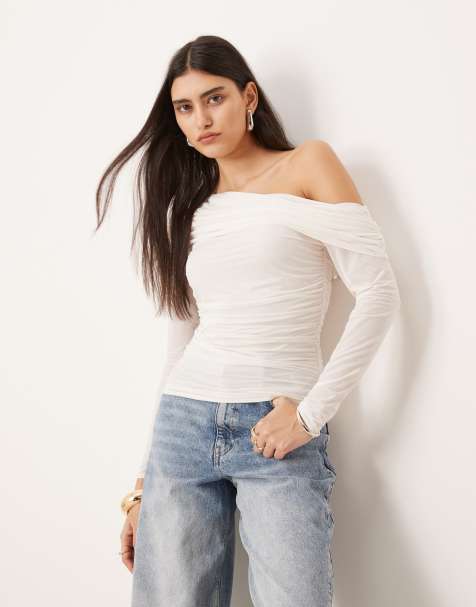 Abercrombie & Fitch - Top trasparente bianco con risvolto - view 1