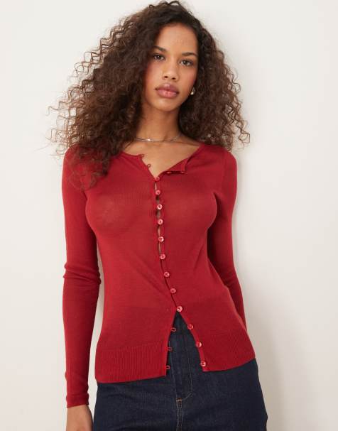 Abercrombie & Fitch - Top trasparente bordeaux con bottoni - view 1