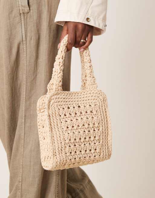 Abercrombie & Fitch - Tote bag de plage en paille rayée - Neutre, 2 de 4