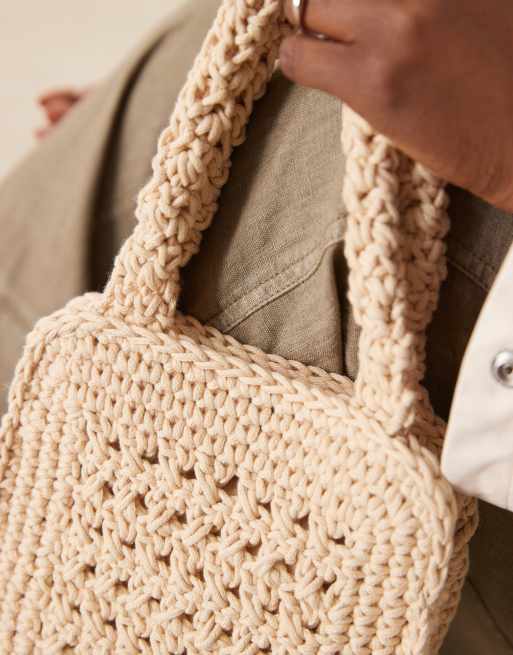 Abercrombie & Fitch - Tote bag de plage en paille rayée - Neutre, 3 de 4