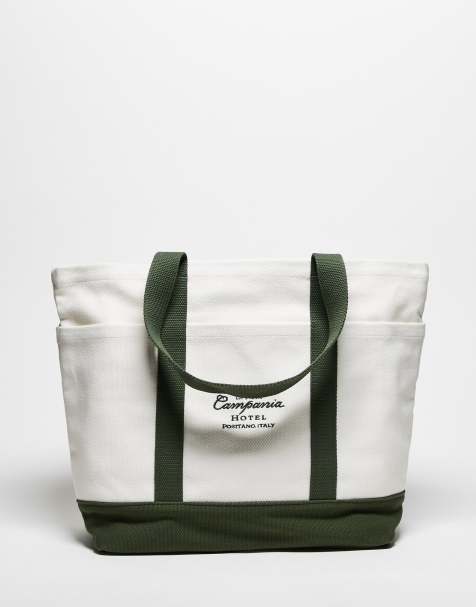 Abercrombie & Fitch - Tote tas met motief en contrasterende banden in beige - view 1