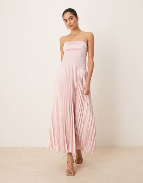 Abercrombie & Fitch – Trägerloses, fließendes Maxikleid in Rosa - view 1