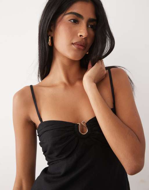 Abercrombie & Fitch – Trägerloses Minikleid in Schwarz mit Skort, 2 von 4