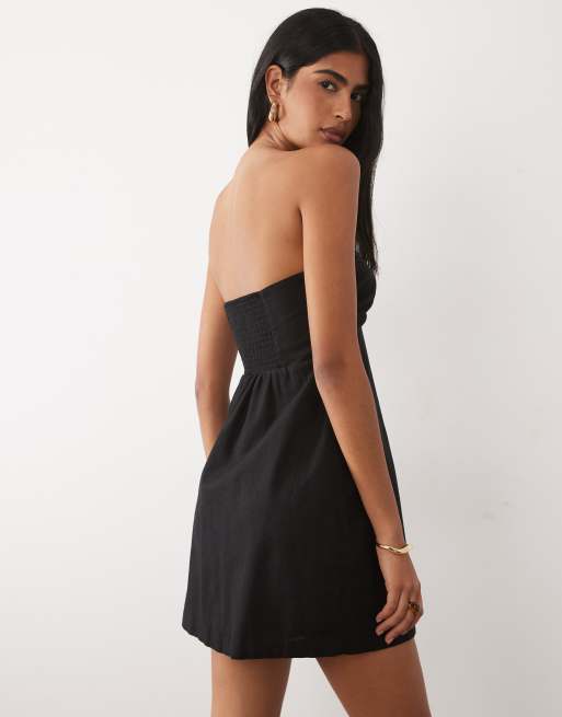 Abercrombie & Fitch – Trägerloses Minikleid in Schwarz mit Skort, 4 von 4