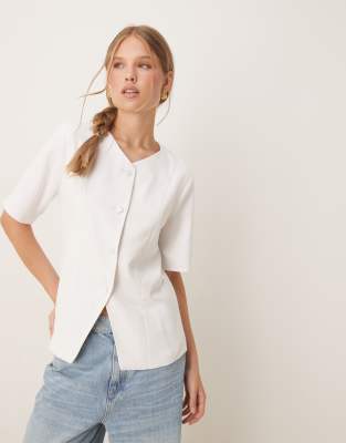 Abercrombie & Fitch - Trägertop in Weiß mit durchgehender Knopfleiste