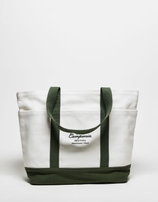 Abercrombie & Fitch - Tragetasche in Beige mit Motivdetail und kontrastierenden Riemen-Neutral