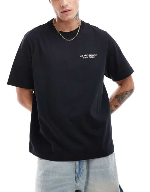 Abercrombie & Fitch trapped pattern back logo oversized fit t-shirt in black, 3 of 4