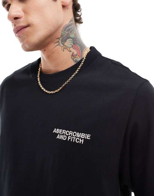Abercrombie & Fitch trapped pattern back logo oversized fit t-shirt in black, 4 of 4