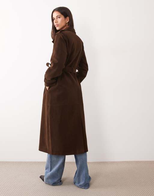 Abercrombie & Fitch trench-coat ceinturé à col cheminée marron, 3 de 4
