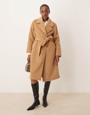 Hollister collared trench coat with belt in tan Neutral Compare Grazia