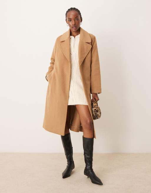 Abercrombie Fitch trench coat with belt in camel