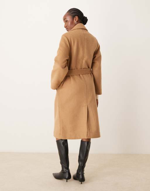Camel coat with belt shop