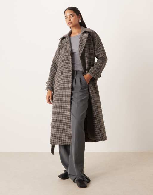Abercrombie & Fitch - Trench lungo in lana a quadretti