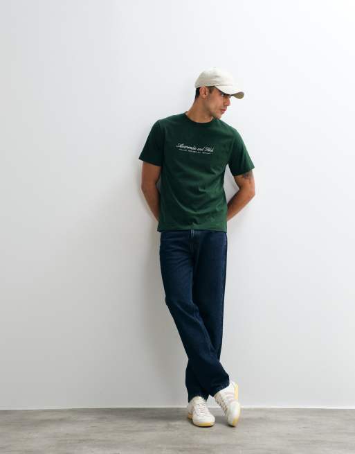 Abercrombie & Fitch trend chest script logo t-shirt in dark green