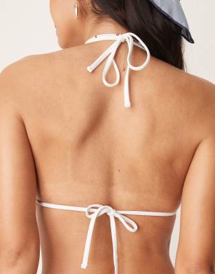 Abercrombie & Fitch Triangle Bikini Top In Blue