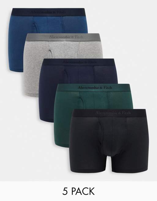 Abercrombie & Fitch – Trunks med logga och kontrasterande midjeband i olika färger, 5-pack