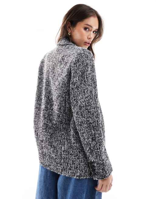 Abercrombie & Fitch - Tweed blazer in zwart en wit, 3 van 4