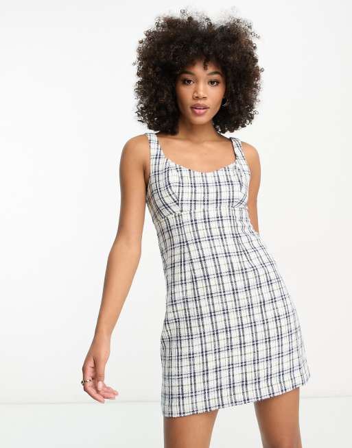 Checkered blue outlet dress