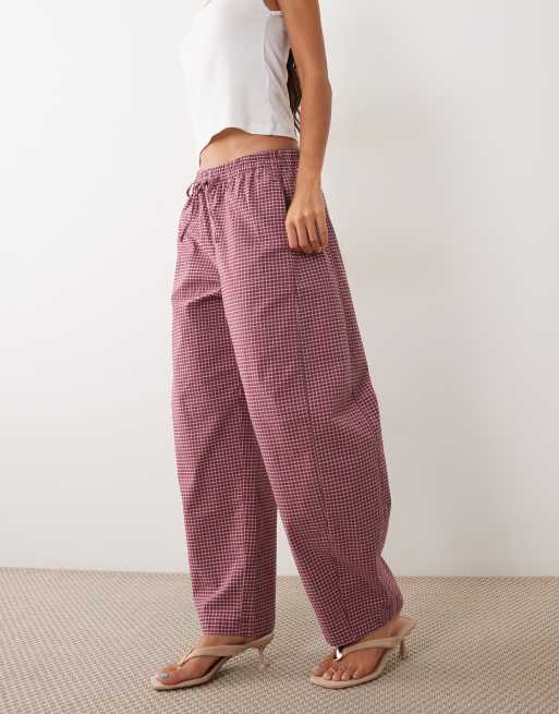 Abercrombie & Fitch twill barrel-bukser i pink gingham, 2 af 5