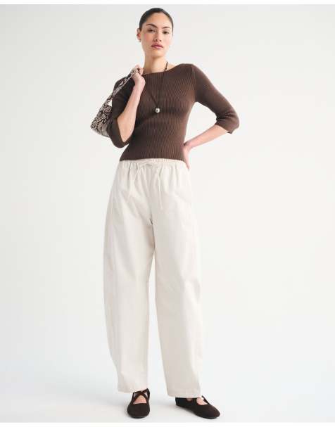 Abercrombie & Fitch Twill barrel pull-on pant in cream - view 1