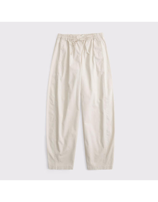 Abercrombie & Fitch Twill barrel pull-on pant in cream, 5 of 5